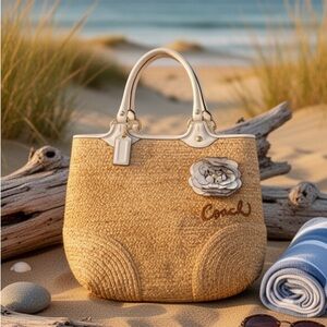 Coach Bleecker Straw Tote,